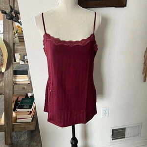 CALIDA Burgundy Tank with Lace Detail Adjustable Straps L